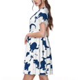 thumbnail image 2 of Salouo Cute Cartoon Dinosaurs for Women's Short Sleeve Summer Dress, Pleated Loose Swing Knee Length Dresses with Pockets, 2 of 6