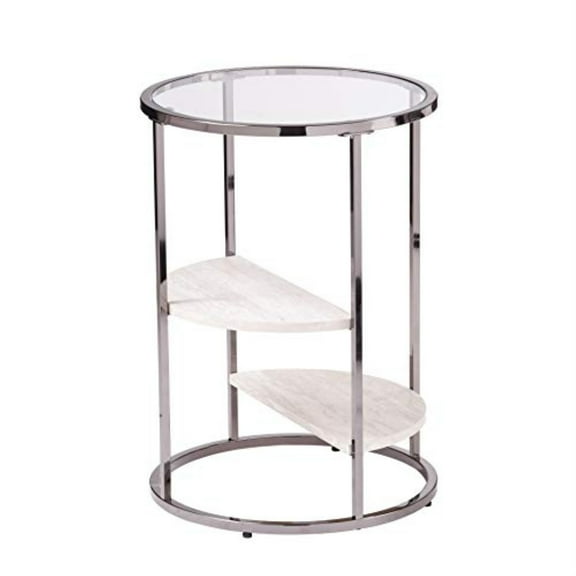 SEI Ledermore Round Side Table w/ Faux Stone