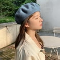 thumbnail image 6 of Happy Date Wool Beret Hat, Beret Hat French Beret Cap Winter Fashion Solid Color Hat for Women Girls Lady, 6 of 6