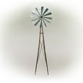 thumbnail image 3 of Alpine Corporation 32" x 38" x 101" Galvanized Metal Kinetic Windmill, Silver/Brown, 3 of 13