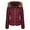 Burgundy, variant on Winter Quilted Puffer Coat for Women Fleece Lined Warm Jacket with Removable Faux Fur Hood