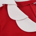 thumbnail image 6 of Women's Retro 1950s Cocktail Dress Lapel V Neck Short Sleeve Prom Dresses Vintage Flared A Line Swing Midi Dresses, 6 of 8