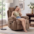 thumbnail image 4 of Bonzy Home 2 Pack Manual Recliner Chairs with Massage & Heat, Soft Fabric Double Reclining Single Sofa Set with Overstuffed Armrest & Backrest, Light Brown, 4 of 6