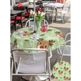 thumbnail image 6 of Outdoor Tablecloth with Umbrella Hole Zipper Christmas Green Round Tablecloth 60" Waterproof Outside Table Cloth Xmas Cute Elk Winter Leaves Cartoon Snowflake Patio Table Cover Tablecloths for Picnic, 6 of 8
