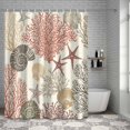 thumbnail image 4 of Bathroom Shower Curtain Watercolor Coral Seashell Starfish Waterproof Shower Curtains with Hooks, Vintage Marine Life Bath Curtains Bathtub Curtain Home Decor 72x84in, 4 of 9
