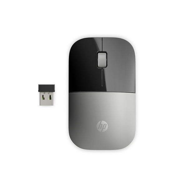 HP Z3700 G2 Wireless Mouse - Natural Silver Sleek Portable Design fits Comfortably Anywhere 2.4GHz Wireless Receiver Blue Optical Sensor Wins PC Laptop Notebook Mac Chromebook (66Z09AA#ABL)