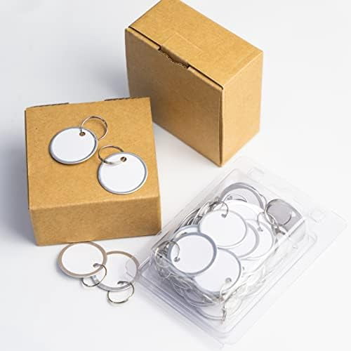 180 Pieces Metal Rim Tags Key Tags Round Paper Tags with Metal Rings for Car Keys and Door Keys,White
