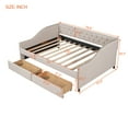 thumbnail image 5 of Bellemave Beige Fabric Upholstered Full Size Daybed with 2 Storage Drawers for Bedroom Living Room, Full Size Storage Wood Frame Daybed Sofa Bed with Support Slats, 5 of 6