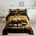thumbnail image 2 of Manfei Rustic Farmhouse Bedding Comforter Set, Vintage Brown Down Comforter, Wildlife Deer Reversible Duvet Insert, Ultra Soft Bedroom Decoration, 2pcs, 2 of 8