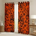 thumbnail image 2 of Floral Damask 38"Wx45"L 30%-50% Blackout Curtains Black Orange Boho Gothic Curtains Drapes For Bedroom Bohemian Exotic Goth Window Curtains Vintage Victorian Baroque Flower Curtains 2 Panels, 2 of 5