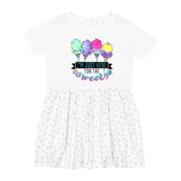 Inktastic I'm Just Here for the Sweets with Spun Sugar Candy Girls Toddler Dress