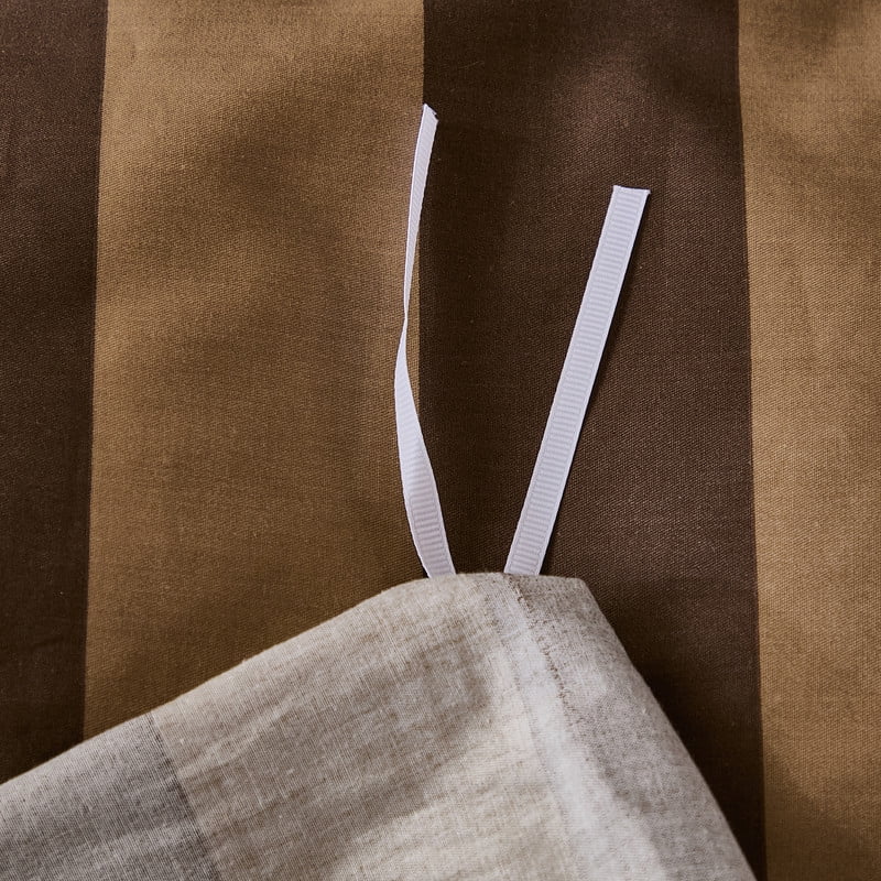 Brown Striped Striped Duvet Cover Set Queen Size, 100% Cotton Duvet Cover Set with Zipper Closure and 8 Corner Ties, 3 Pieces Soft and Breathable Natural Cotton Bedding Set for All Seasons