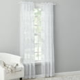 thumbnail image 2 of (2 pack) Mainstays Embroidered Scroll Rod Pocket Sheer Curtain Panel, White/Grey, 38" W x 84" L, 2 of 8