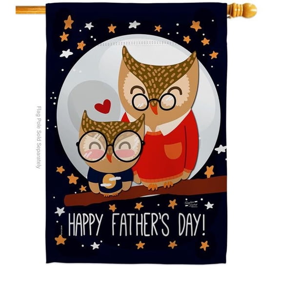 Angeleno Heritage H137177-BO Owls Fathers Day Family Father 28 x 40 in. Double-Sided Decorative Vertical House Flags for Decoration Banner Garden Yard Gift