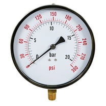 Supply Giant 4.5" Utility Dry Water Pressure Gauge 300 PSI, 1/4" NPT Lower Mount