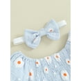 thumbnail image 6 of Newborn Girl Outfit, 6 12 18 24M Short Sleeve Pleated Flower Print Bodysuit with Headband Summer Clothes, 6 of 10