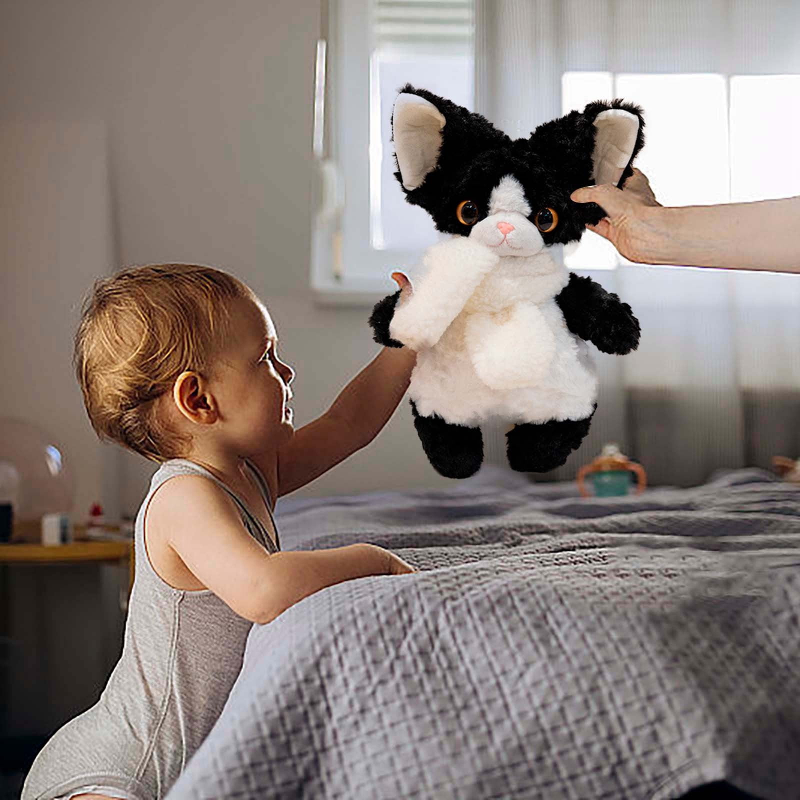 Musatteng Ultra-Soft Cat Plush Toy - Interactive Stuffed Animal with Purr Sounds & Weighted Paws for Kids 3+ & Adults, Hypoallergenic Machine-Washable Design