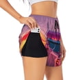thumbnail image 1 of Balery Sunset Truck Highway Pantalones cortos deportivos para mujer con forro y dos bolsillos, elásticos, para entrenamiento, gimnasio, yoga-Medium, 1 of 7