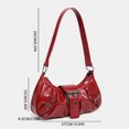 thumbnail image 2 of Bolso de mano para mujer plisado de piel sintética con forma de media luna con cremallera para axilas, 2 of 9