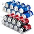 thumbnail image 1 of Organizador de refrigerador para latas de soda, soporte para bebidas para refrigerador, cocina, encimera, armario, dispensador de latas de plástico transparente y estante de almacenamiento para despensa de conservas (sin tapa) Ormromra JQWJ168, 1 of 8