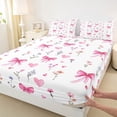 thumbnail image 4 of Erosebridal Girl Watercolor Ribbon Bed Sheets, Groovy Flower King Sheets, White Pink, 4pcs, 4 of 5