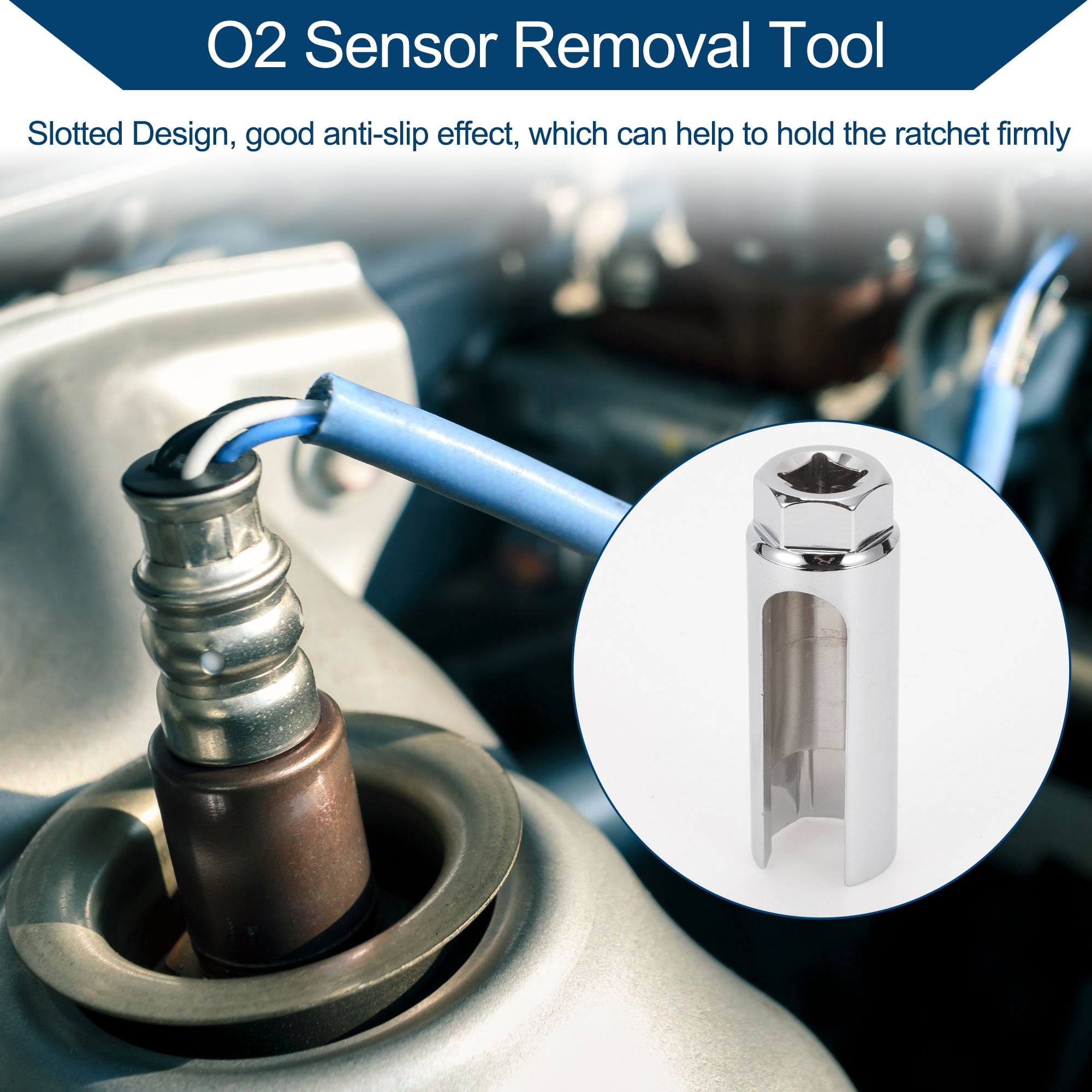 Unique Bargains Oxygen Sensor Socket O2 Removal Tool Chrome Vanadium Steel 90mm