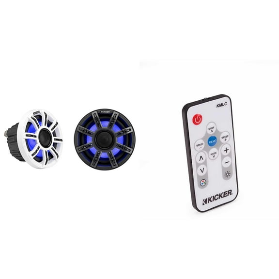 Kicker 51MSC654 - MSC 6.5-Inch Premium Marine 4-Ohm LED Coaxial System, Pair w/ 41KMLC LED Remote