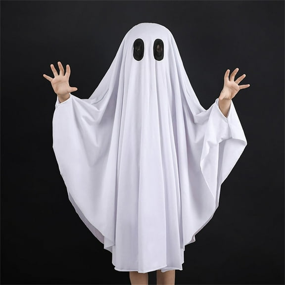 EnJoCho Kids Gho𝗌t Sweatshirt with Hooded Cloak - Cute Baby Halloween Cos play Cape, Soft Shawl Coat for Boys Girls, Fanc𝗒 Dress Party Outfit, Trick-or-Treating Clothes
