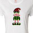 thumbnail image 4 of Inktastic Merry Christmas Elf in Red and Green Plaid Women's T-Shirt, 4 of 5
