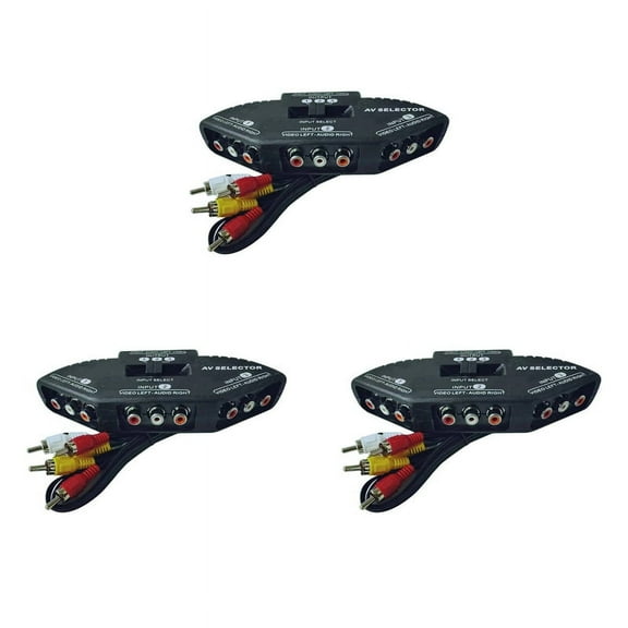 3X 3-Way Audio Video AV Switch Selector Box Splitter W/ Cable for TV X-Box DVD Player Devices