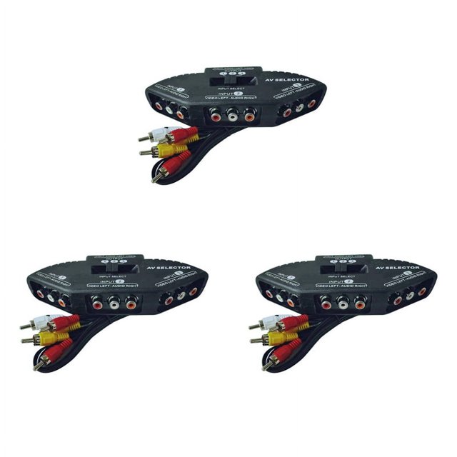 3X 3-Way Audio Video AV Switch Box Splitter Switch W/ Cable for TV X-Box DVD Player Devices Switch