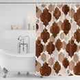 thumbnail image 3 of Brown Geometric Moroccan Shower Curtain, Waterproof Shower Curtains for Bathroom, Abstract Art Coffee Ombre Modern Washable Fabric Bathtub Curtain Set Bath Decor with 12 Hooks 48"x72", 3 of 8