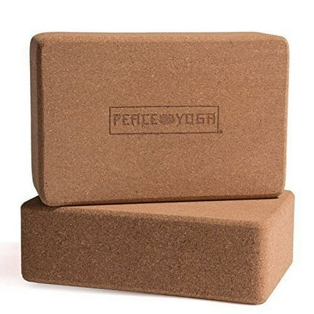 Peace Yoga Set of 2 Cork Wood Yoga Blocks with Premium Designs