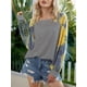 thumbnail image 4 of Camiseta de mujer Tie Dye Costura impresa Top Cuello redondo Manga larga Blusa de otoño Sudadera informal, Gris, XL seitruly AP003999-12, 4 of 7