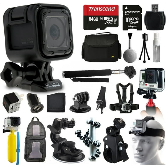 GoPro HERO Session HD Action Camera (CHDHS-102) + All You Need 64GB Accessories Kit with 64GB Card + Case + Selfie Stick + Chest/Head Strap + Car/Bike Mount + Backpack + Travel Charger + More!