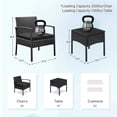thumbnail image 3 of Tappio Outdoor Furniture 3 Piece Patio Bistro Furniture Set, Rattan Conversation Chairs Set with Side Table and Cushions, Patio Furniture Sets for Balcony Garden Porch, Black, 3 of 8