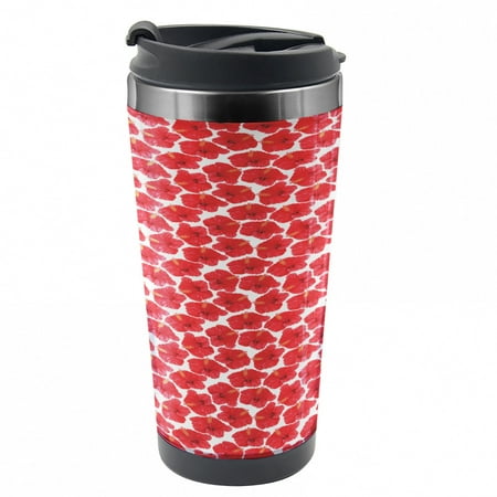 

Aloha Travel Mug Tropical Summer Flora Scene Steel Thermal Cup 16 oz by Ambesonne