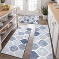 thumbnail image 2 of Blue and White Geometric Quatrefoil Pattern Kitchen Rugs Sets Of 3,Kitchen Runner Rugs Non Skid Washable,Decorative Kitchen Floor Mats for Kitchen,Sink,Laundry,17"x30"+ 17"x47" + 17"x59", 2 of 6
