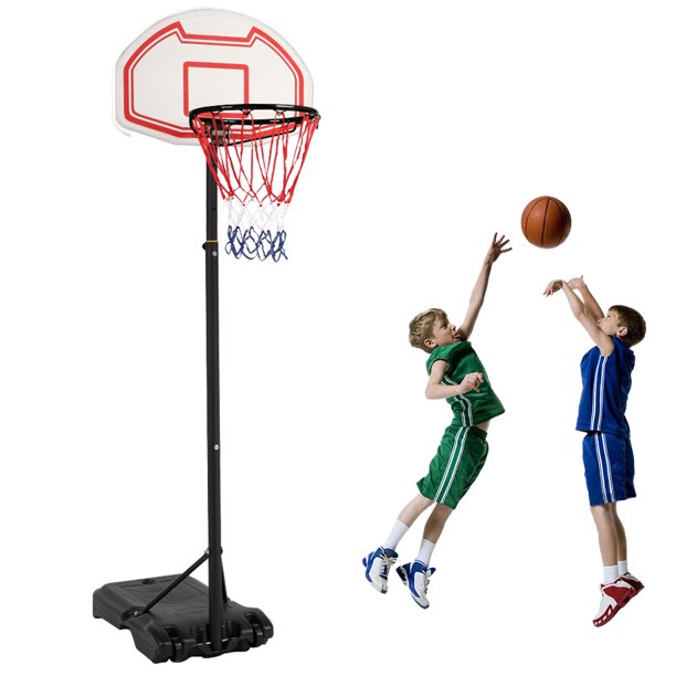SalonMore Adjustable Basketball Hoop Stand, for Youth Kids Outdoor Indoor Game Play, White/Red