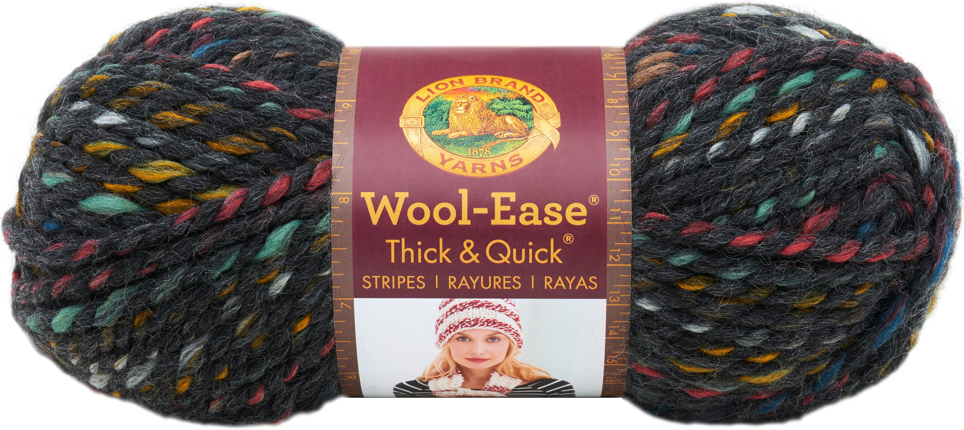 Lion Brand Yarn Wool-Ease Thick and Quick Bedrock Classic Super Bulky Acrylic, Wool Multi-color Multi-color Yarn