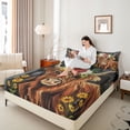 thumbnail image 4 of Manfei Animal Highland Cattle 4pcs Bed Sheets for Female Men Women,Rustic Farmhouse King Sheets,Chic Floral Flowers Super Cozy Sheet Set,Super Cozy Room Decor, 4 of 7
