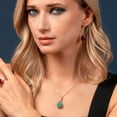 thumbnail image 4 of Gem Stone King Green Malachite and White Moissanite Pendant Necklace for Women in 925 Silver and 10K Yellow Gold | 10.06 Cttw, Pear Shape 16X12MM and 18 inch Chain, 4 of 4