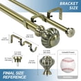 thumbnail image 3 of Urbanest Adjustable Double Curtain Rod Set Door Knob Flat Button Finials – 1″ Front & 5/8 Back Rod With Antique Brass Rod, 48–84 Inches, 3 of 6