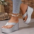 thumbnail image 5 of Dakaela Wedge Sandals for Women Sparkly Arch Support Platform Flip Flops Non Slip Summer Beach Walking Thong Shoes Size 6-10, 5 of 9