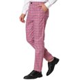 thumbnail image 1 of Pantalones a cuadros de negocios para hombre Pantalones de vestir a cuadros ajustados casuales Rosa L, 1 of 6