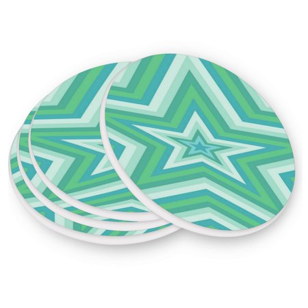 

Round Coasters Modern Style Ceramic Coaster Waterproof and Durable Drink Coaster Coasters set of 4 Customizable Coasters 4pcs Pastel Green Stars