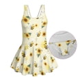 thumbnail image 6 of COEQINE Girls One Piece Swimsuit with Skirt & Built-in Brief Liner, Tank Neck Bathing Suit for Kids 5-6 Years, Polyester Spandex Swim Dress for Swim Lessons, Cute Bee Sunflower Yellow, 6 of 8