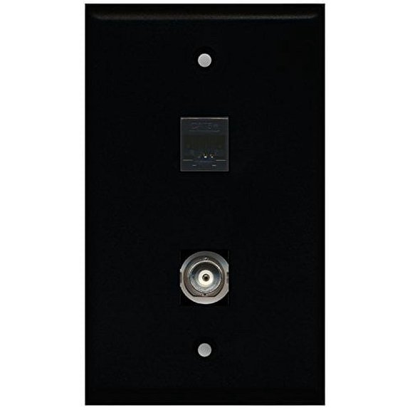 RiteAV - Black 1 Port BNC 1 Port Cat5e Ethernet Black Wall Plate