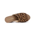 thumbnail image 4 of BLISSFUL STEP Women's Shoes Platform Chunky Heels Open Toe Rivet Faux Suede Slides Sandals Leopard 9.5, 4 of 7