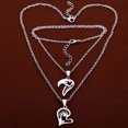 thumbnail image 2 of Farfi 1 Pair Couple Necklace I Love You Rhinestone Inlaid Unisex Heart Shape Pendant Lover Necklace for Anniversary, 2 of 7